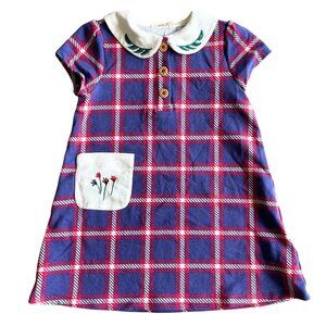 Finding Foxtale Girl's 96% Cotton Windowpane Plaid Peter Pan Collar Dress - Sz 2